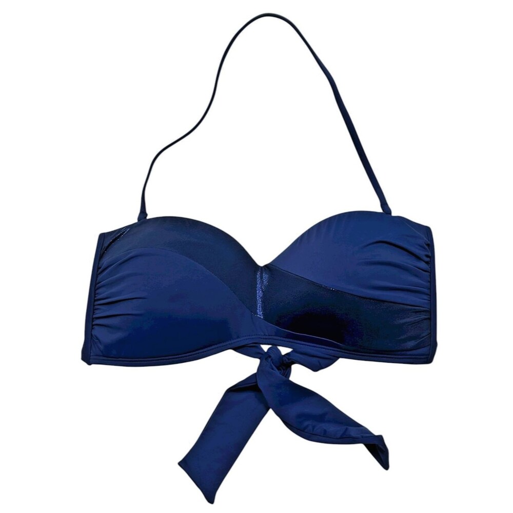 Mynah Bandeau Blue Bikini Top Medium Sparkly Removable Halter Padded Swimwear